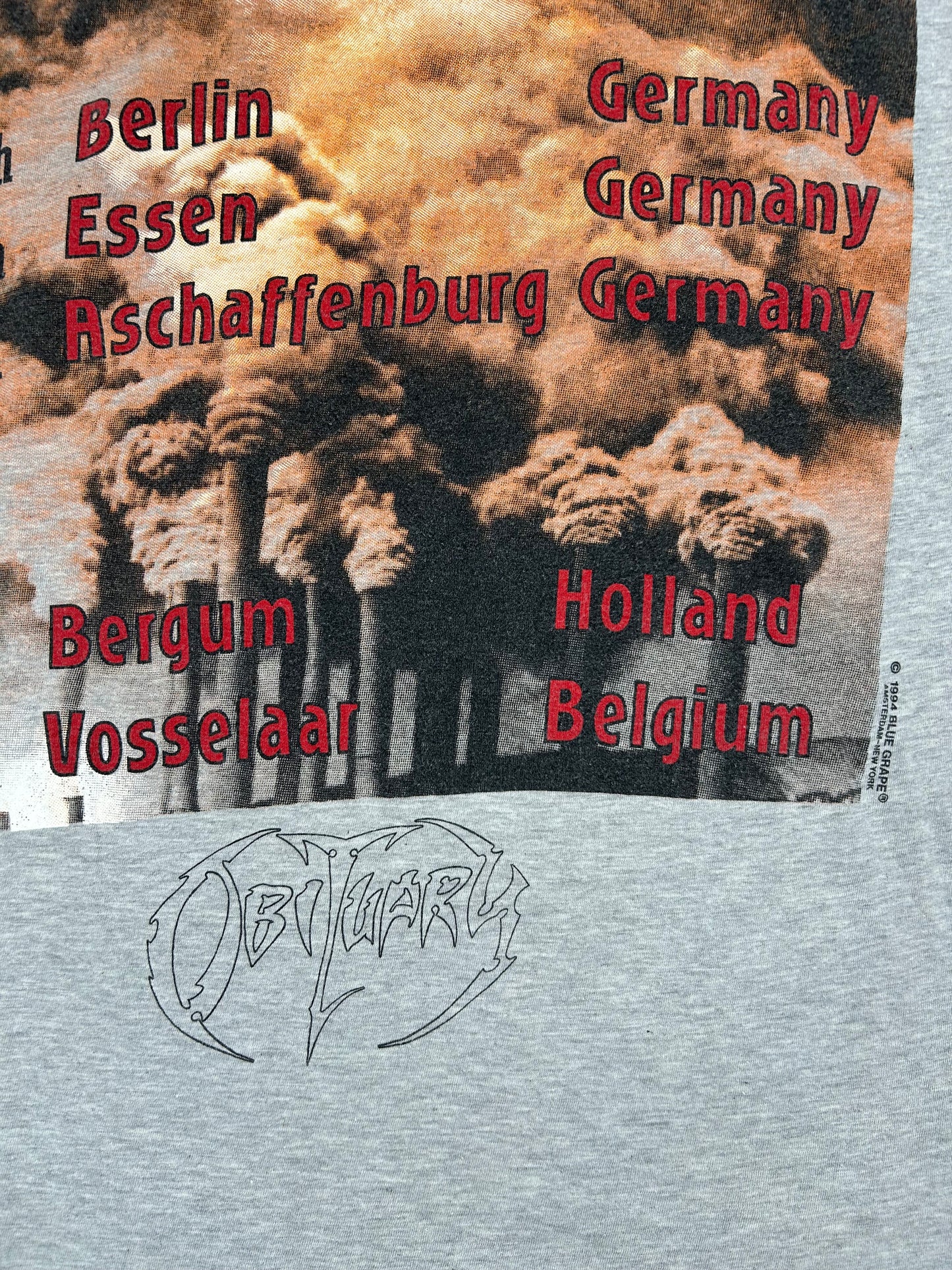 Vintage 1994 Obituary World Demise Tour Shirt