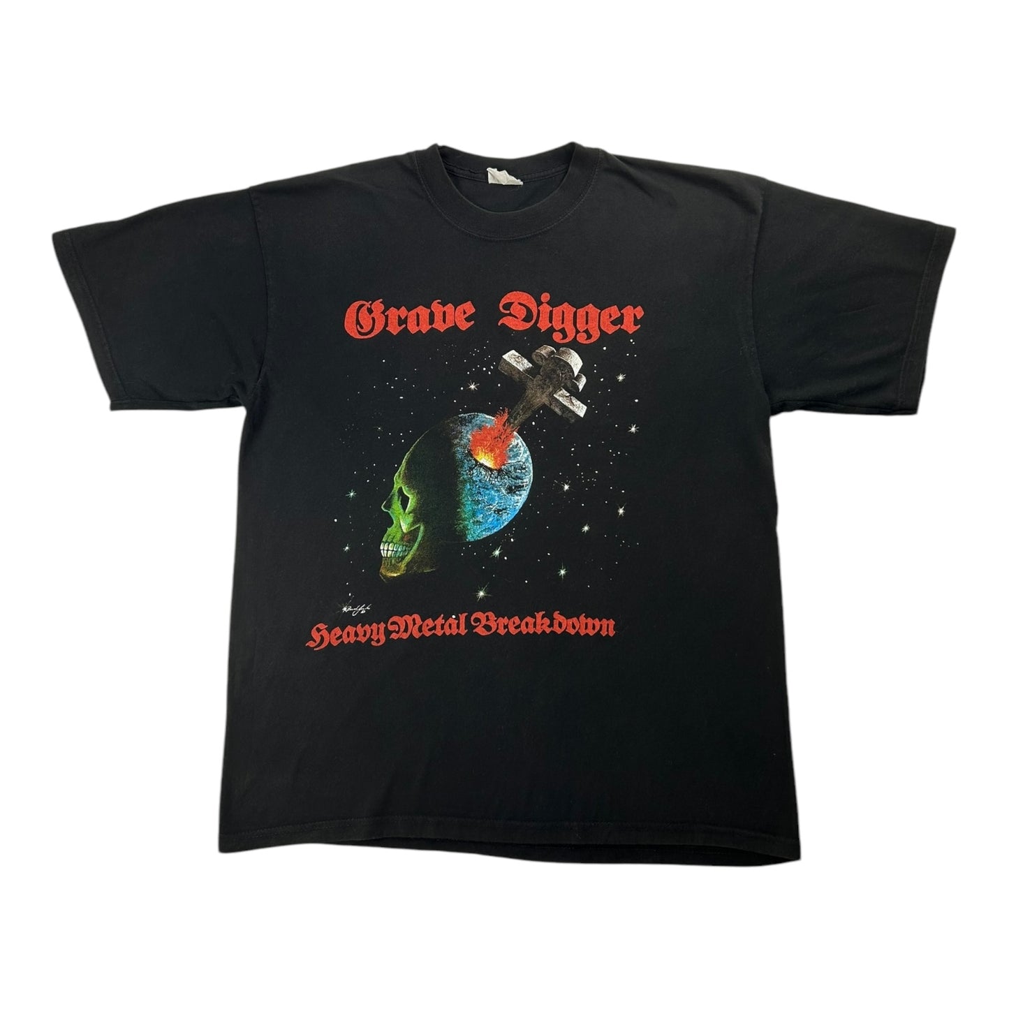 LATE 90'S GRAVE DIGGER HEAVY METAL BREAKDOWN T-SHIRT - L