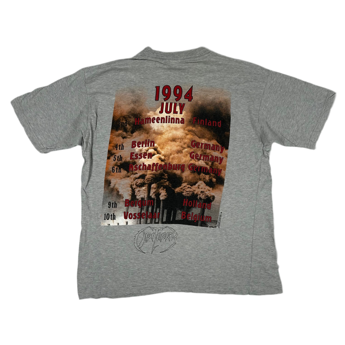 Vintage 1994 Obituary World Demise Tour Shirt