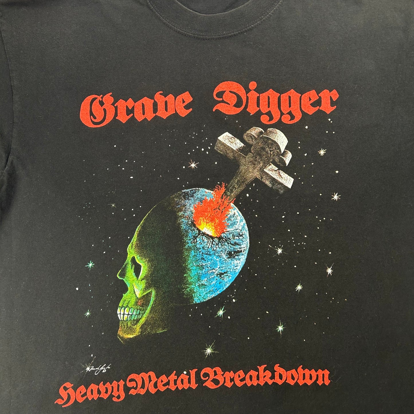 LATE 90'S GRAVE DIGGER HEAVY METAL BREAKDOWN T-SHIRT - L