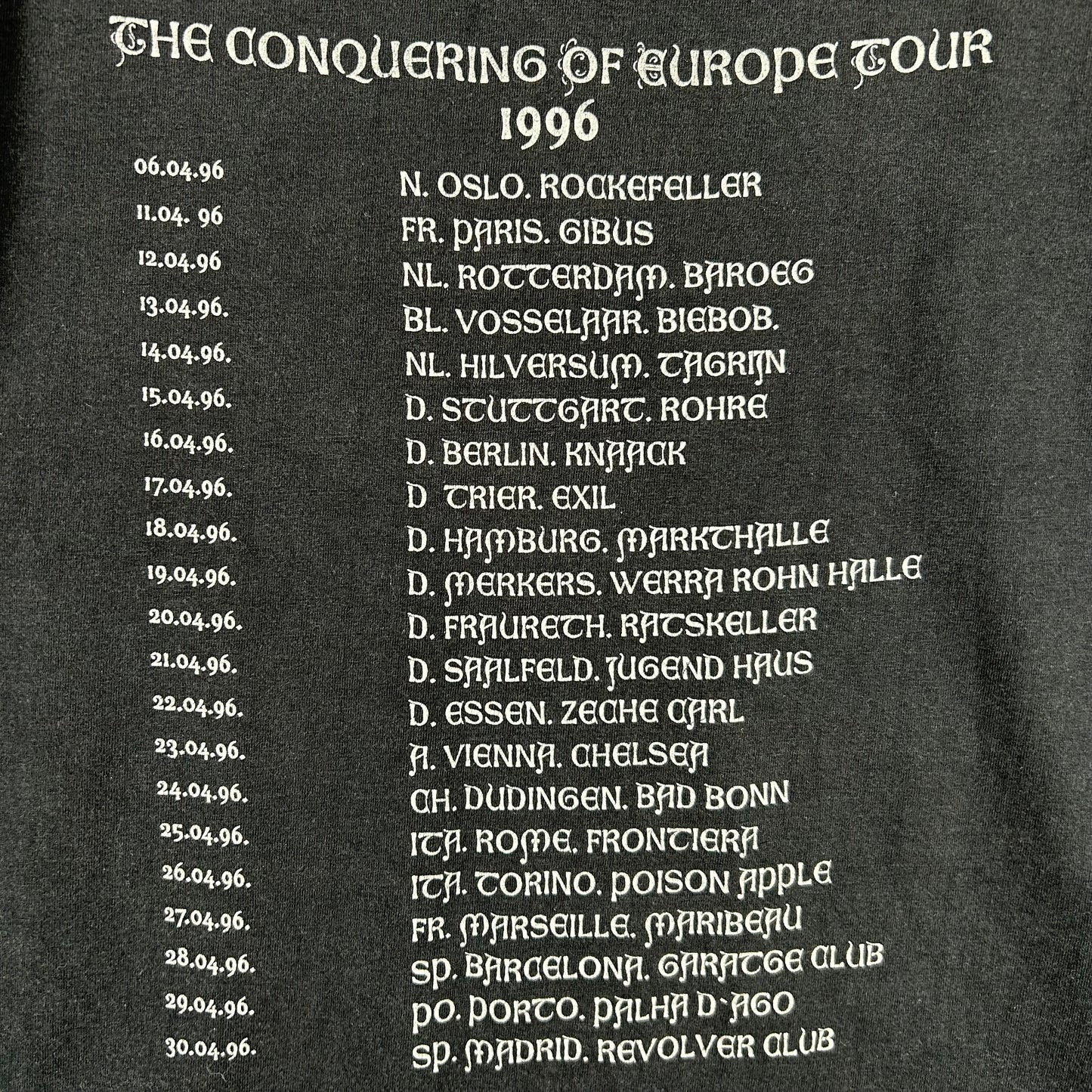 Vintage 1996 Satyricon Europe tour Shirt